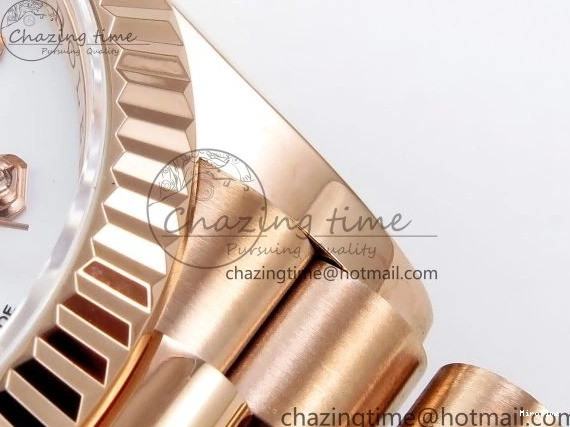 MiroTime 0209 OdorResistant Day Date 36 RG TWSF Best Edition White Diamonds Dial on RG Bracelet A 1610